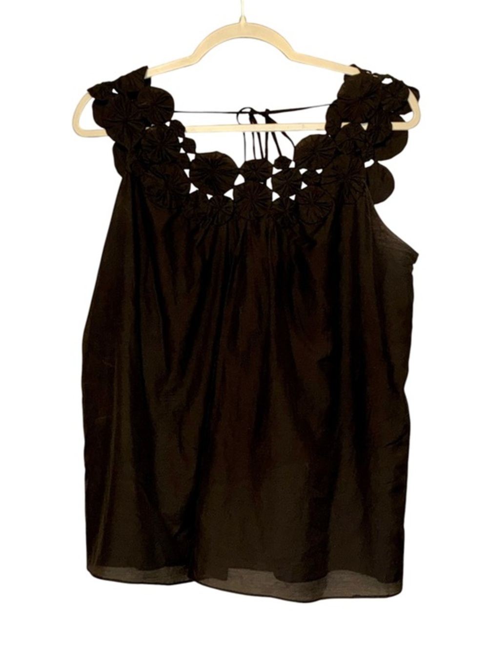 Aryn Gray Black Rosette Flower Trim Detail Cotton Lined